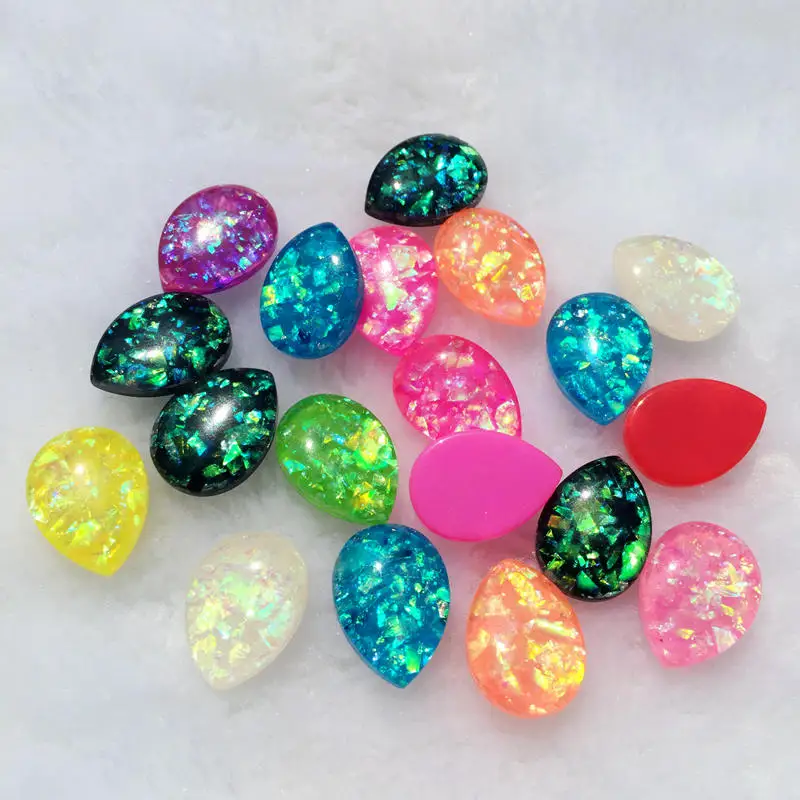 15PCS 13*18mm FlatBack Shell opal stones and crystal Resin Rhinestone DIY Gems For Costume Button Crafts S28A