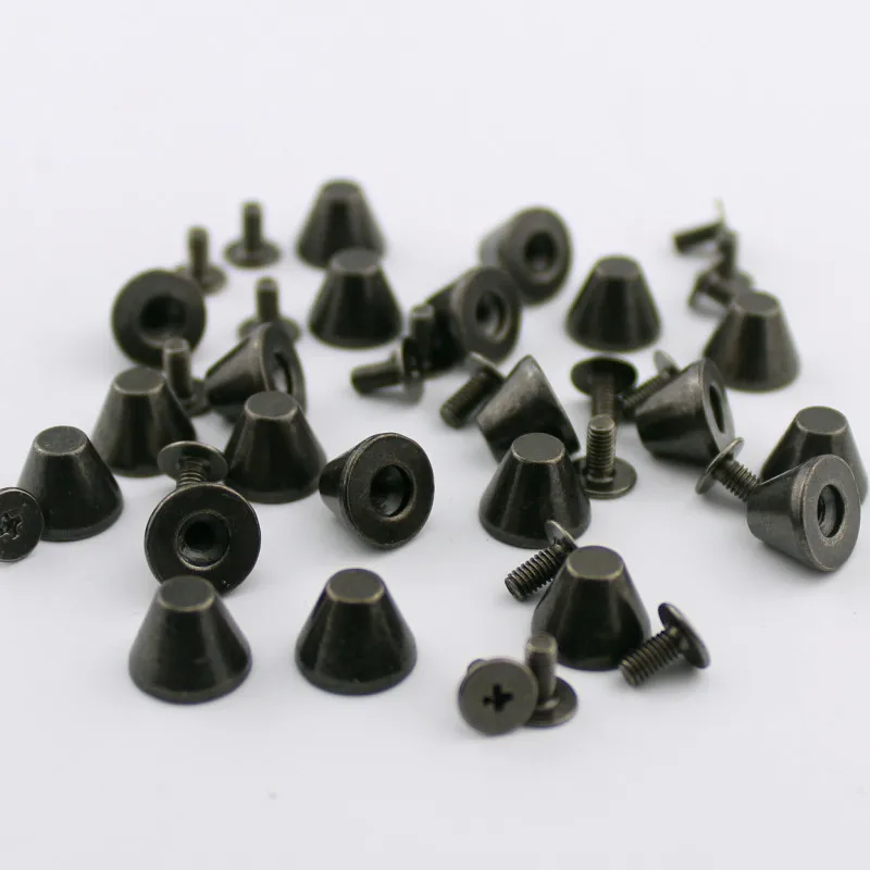 20pcs/Lot 10*8mm Silver Screws Back Spikes Punk Rock Style DIY Alloy Leather Studs for Shoes and Belts Garment Rivets