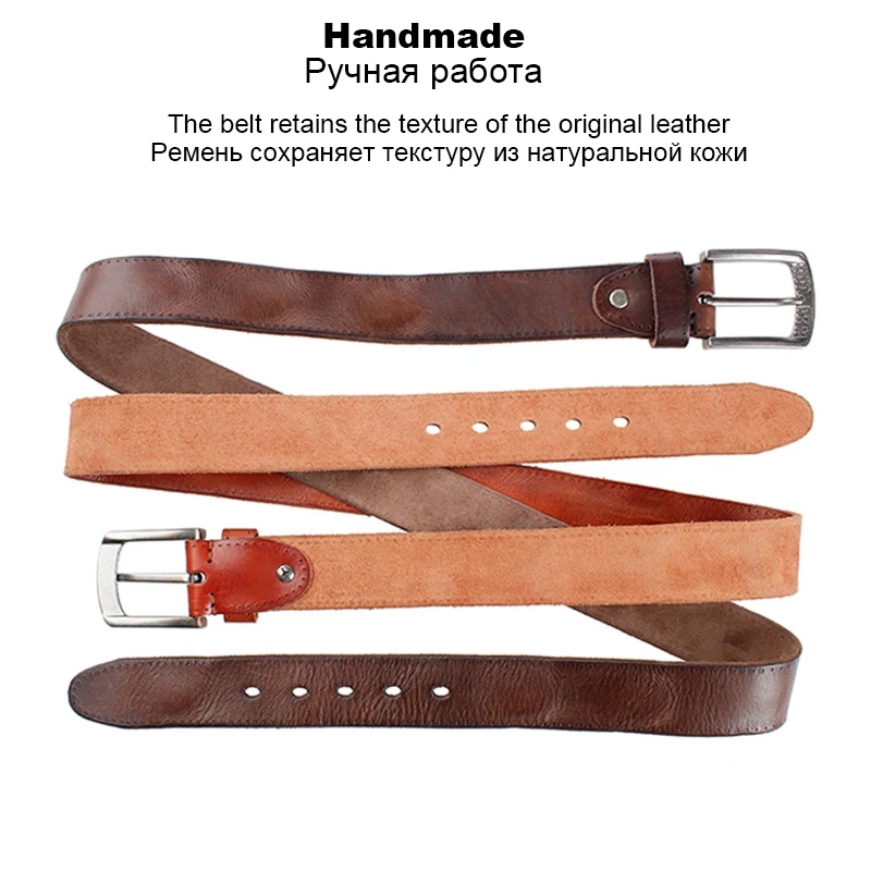 MEDYLA – ceinture en cuir véritable pour hommes, marque à la mode, boucle en alliage de haute qualité, rétro marron, longues de 105cm à 150cm