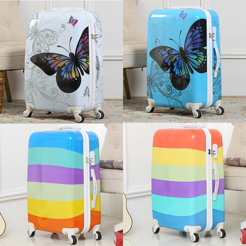 Letrend New Fashion Butterfly Rolling Luggage Spinner Trolley Case Travel Bag 20 inch Boarding Bag 24 inch Trunk Women Suitcase