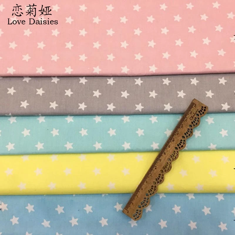 100% cotton twill cloth small stars fabric for DIY kids bedding sheet cushion patchwork homework crafts handwork quilting sewing