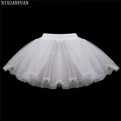 Jupon court blanc pour filles, trois couches, dentelle, Tulle, sans os, Simple, Mini jupes, sous-vêtements pour enfants