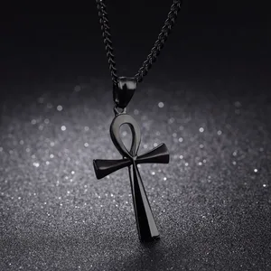 Agama Mesir Ankh Salib Kalung Salib Tergantung Stainless Steel Simbol Kehidupan Cross Kalung Perhiasan Hadiah 8 pesona ankh penjualan terbaik - №