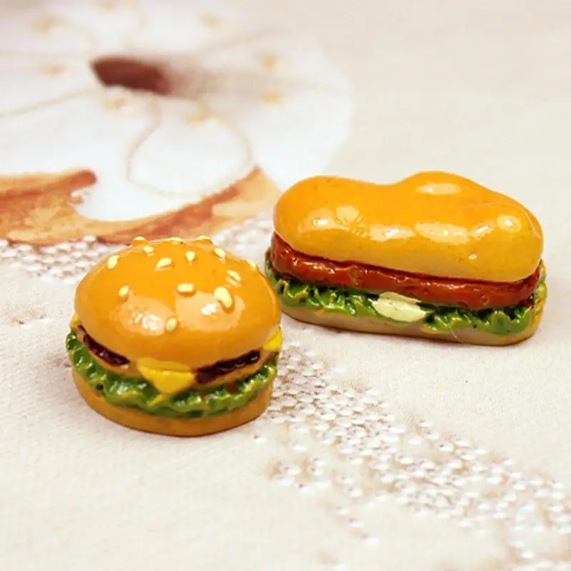 8Pcs Resin Hamburger Model Makanan Mainan untuk Rumah Boneka Mainan Dapur DIY Aksesoris Baru