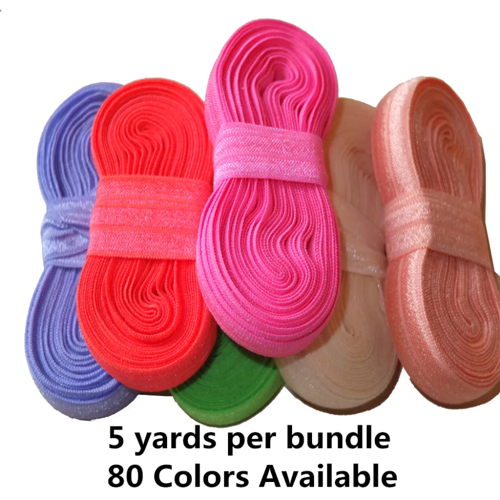 80 Colors Available 5/8\'\' Fold Over Elastic Ribbon Sewing elastic bands Hair Elastic fabric DIY Hair bow Apparel Accessories