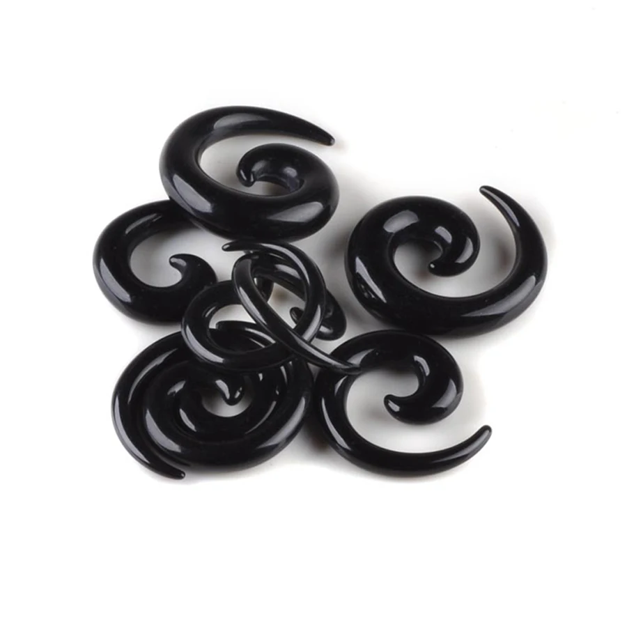 Wholesale 12Pcs/lot Black Spiral Ear Tapers Piercing Body Jewelry Lot Acrylic Ear Tapers Fake Ear Expander Plug Tunnel Kit