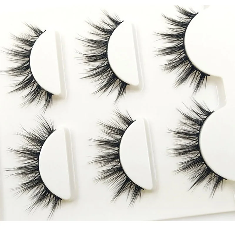 NEW Natural Tapered Black Terrier False Eyelashes Fashion Ball Smoke Makeup Fake Eyelashes Cross Messy Soft 3D Eye Lashes