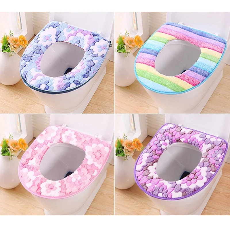 Toilet Cover Plush Toilet Cover Home Waterproof Universal Toilet Mat Winter Heating WC Bathroom Mat Thickened Toilet Lid cover