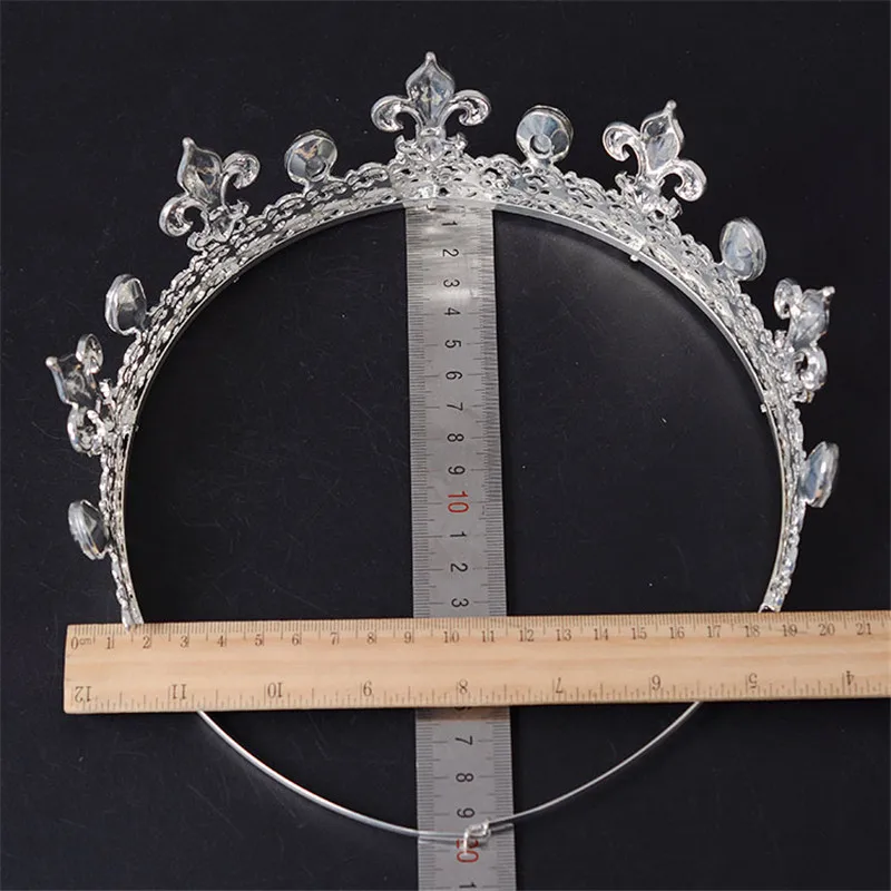 Adjustable Round Wedding King Tiara Crown Headpiece For Men Party Hair Ornaments Rhinestone Head Jewelry Accessories