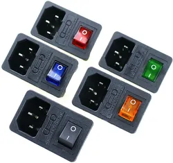 Rocker Switch Fused IEC 320 C14 Inlet Power Socket Fuse Switch Connector Plug Connector 4