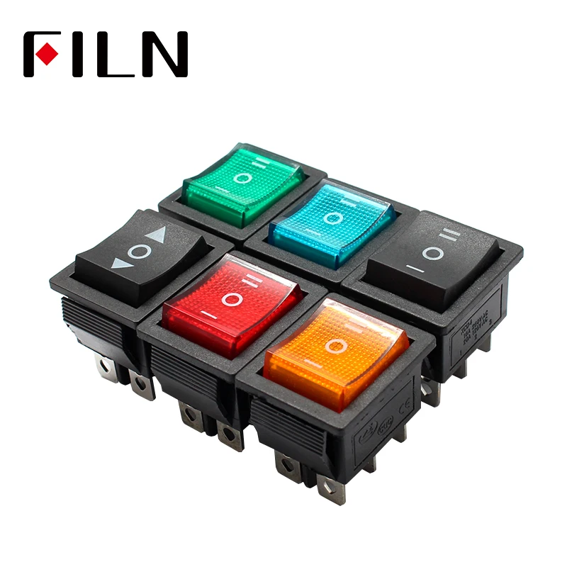 on off on KCD4 IP67 Waterproof Sealed Rocker Switch 3 way 6 Pins Heavy Duty DPDT switch Momentary on 30A 250v 12V 220V with lamp