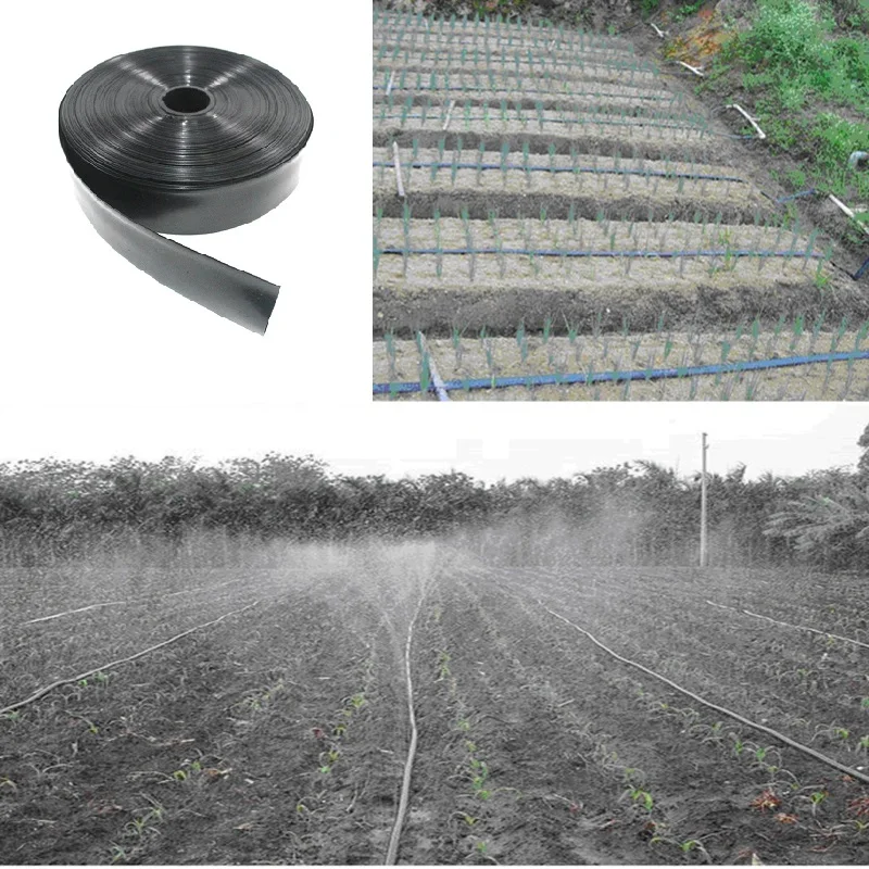 50/100/200 Meters Roll Watering System Flat Drip Line Garden Soft Drip Tape Irrigation Kit N45/1\'\' 3 Hole Hose