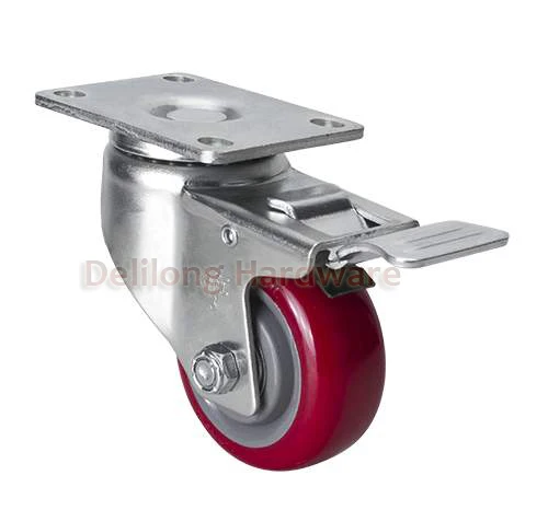 

3" plastic TPU dual brake Caster wheel 150kg duty, double ball bearing.