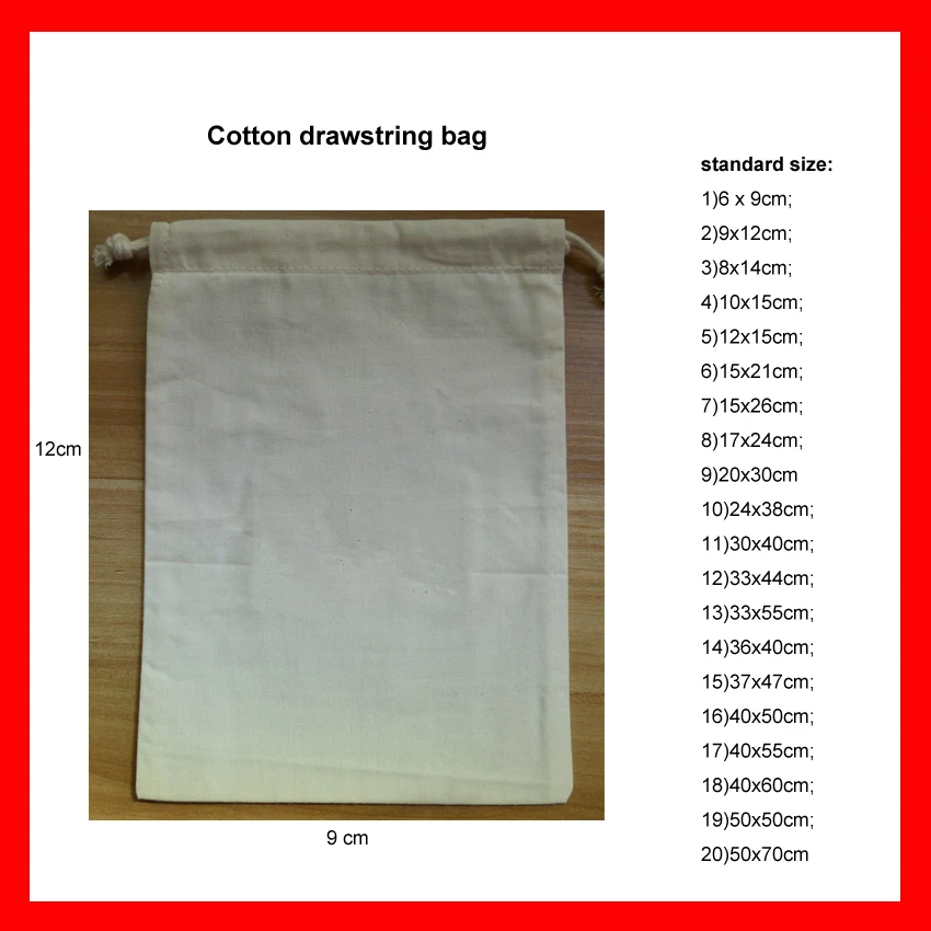 

100Pcs Custom Small Cotton Drawstring PromotionalBags with Logo