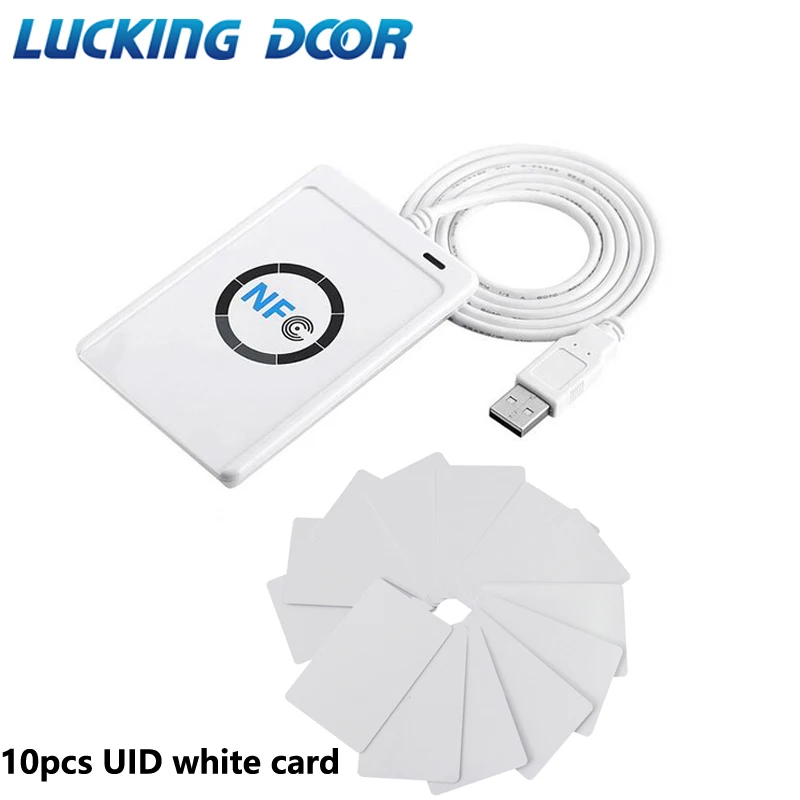 

LUCKING DOOR ACR122U 13.56MHz Contactless Smart Card Reader Writer rfid Copier Duplicator 10 pcs UID card