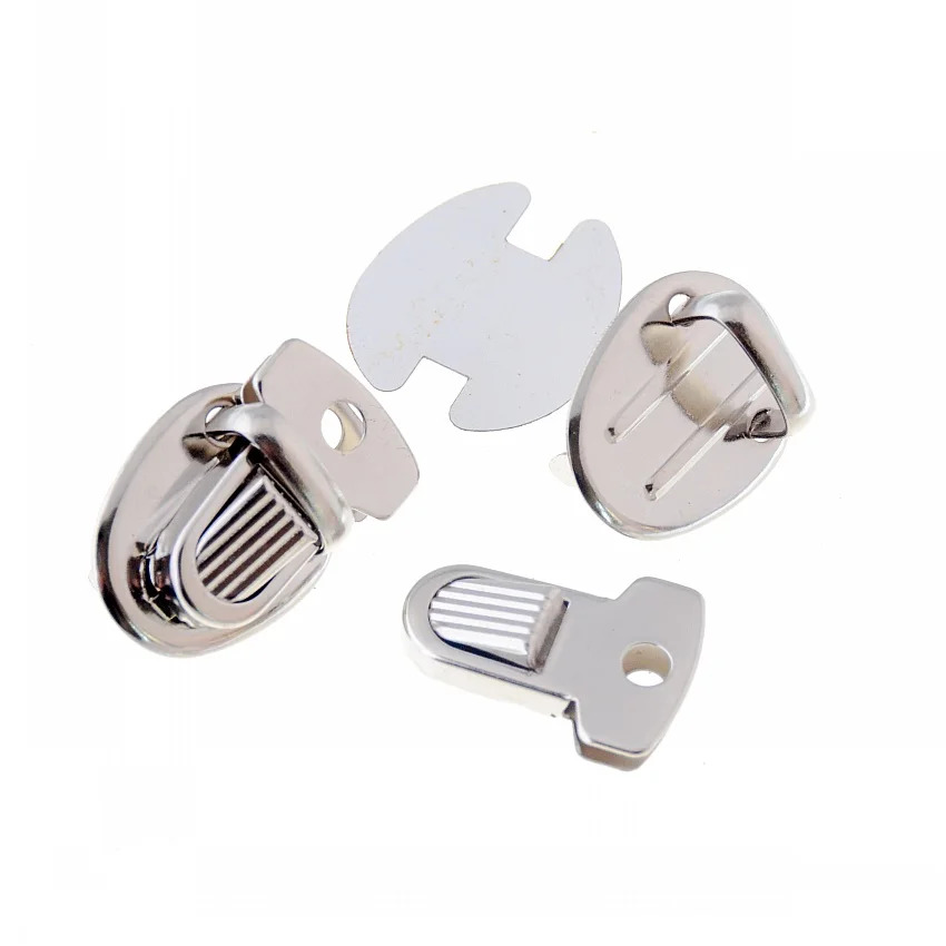 Free Shipping-10 Sets Silver Tone Trunk Lock Handbag Bag Accessories Purse Snap Clasps/ Closure Locks 18x25mm J1709