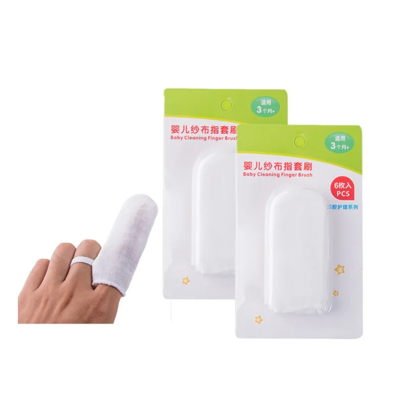 6 Pcs Baby Mouth Wipes Cleaning Gauze Tooth Oral Brush Baby Oral Cleaning Gauze Finger Toothbrush