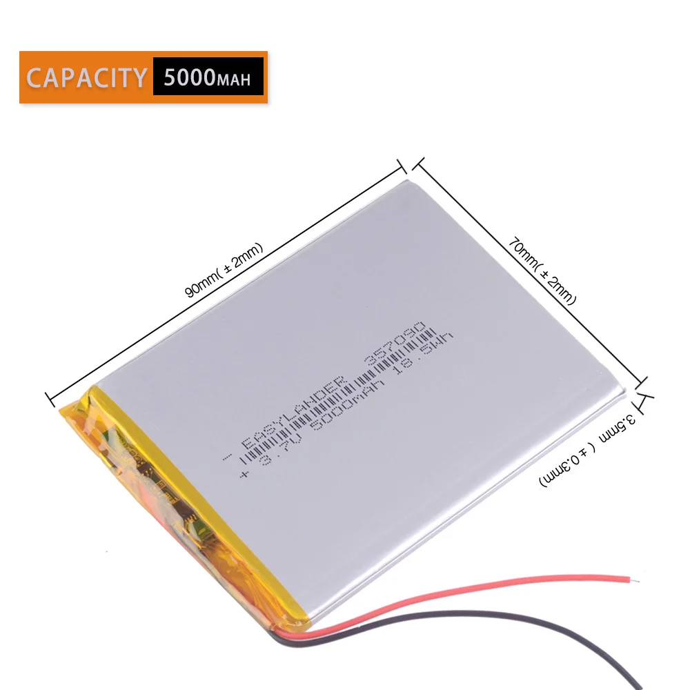 

3.7V 5000mAh 357090 li Polymer Rechargeable battery for akb soldered into the tablet navigator explay