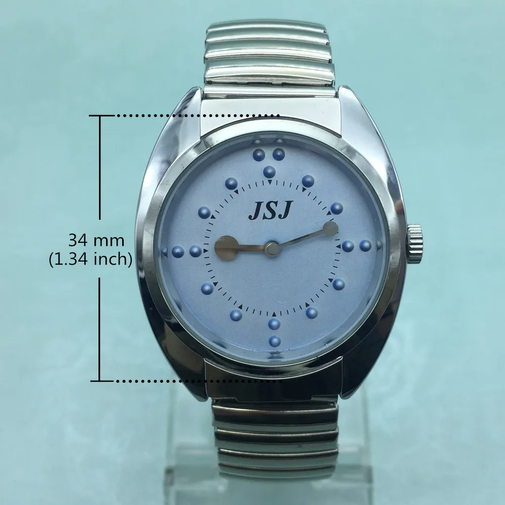 Tactile Watch for Blind People--Battery Operated(Expansion Band, Blue Dial)