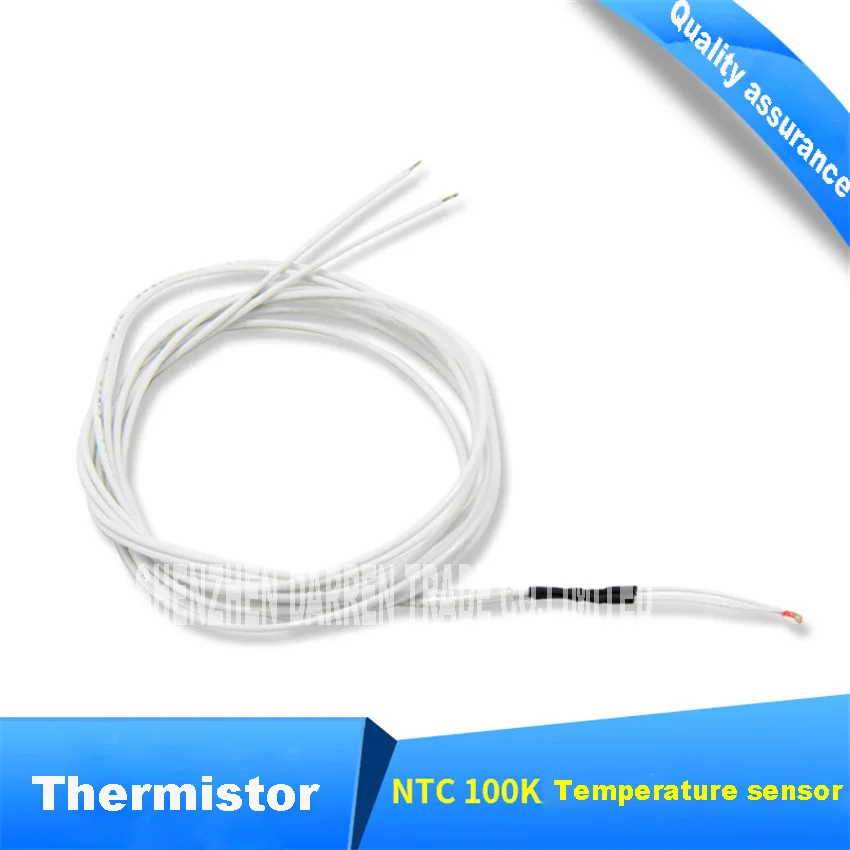 100Pcs NTC 100K Ohm 3950 1% Thermistor Temperature Sensor 3D Printer Accessories Single Ended Glass Sealing Temperature Sensor