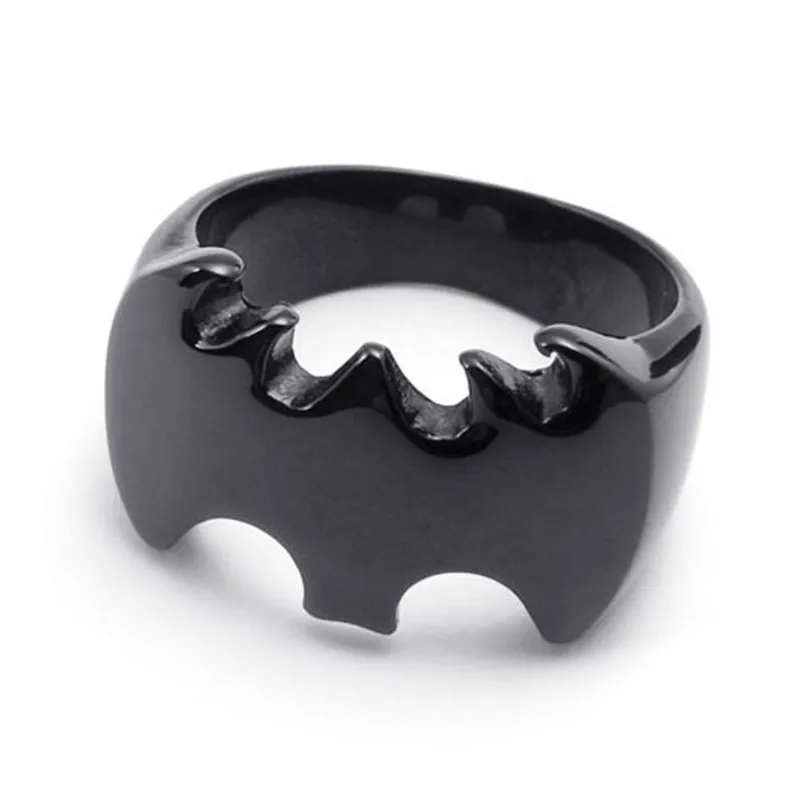 Fashion New Black Men\'s Rings Jewelry Bat  Stainless Steel Finger Ring Size 7 to 14