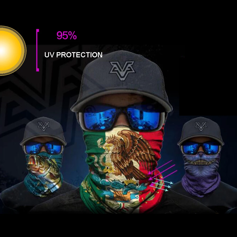 BJMOTO-bufanda de cabeza con protección UV para ciclismo, máscara facial de calavera fantasma, pasamontañas de esquí, diadema, escudo facial, Bandana