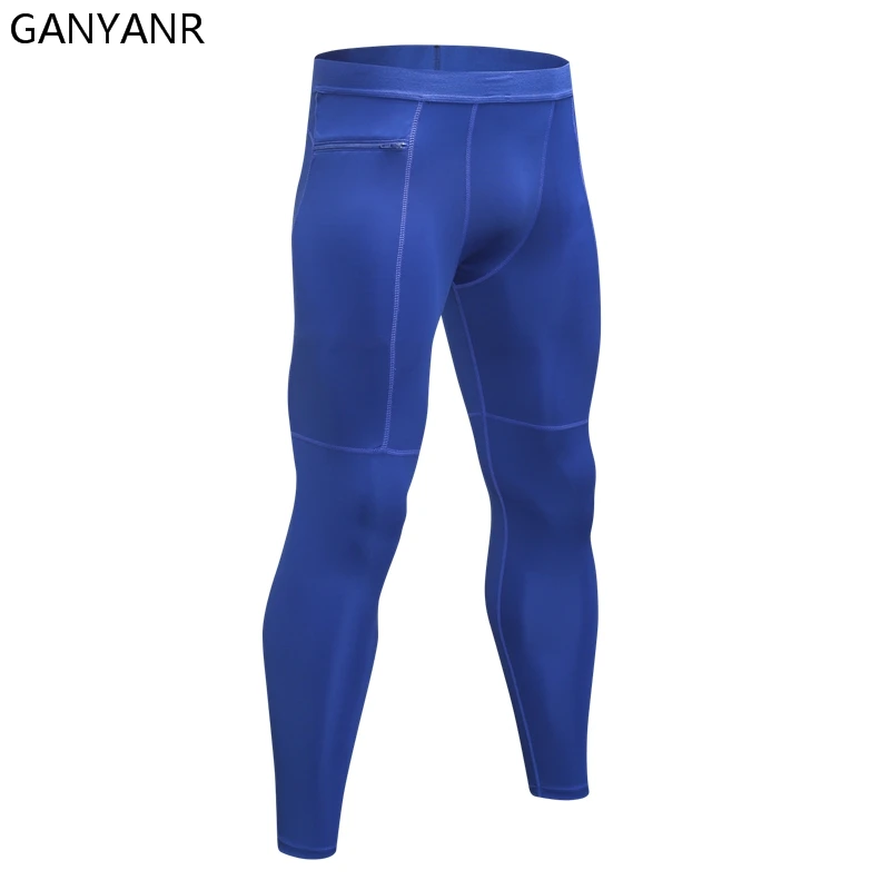 GANYANR legginsy do biegania męskie do koszykówki skórki sportowe legginsy Fitness spodnie kompresyjne na siłownię szkolenia kulturystyka Jogging piłka nożna