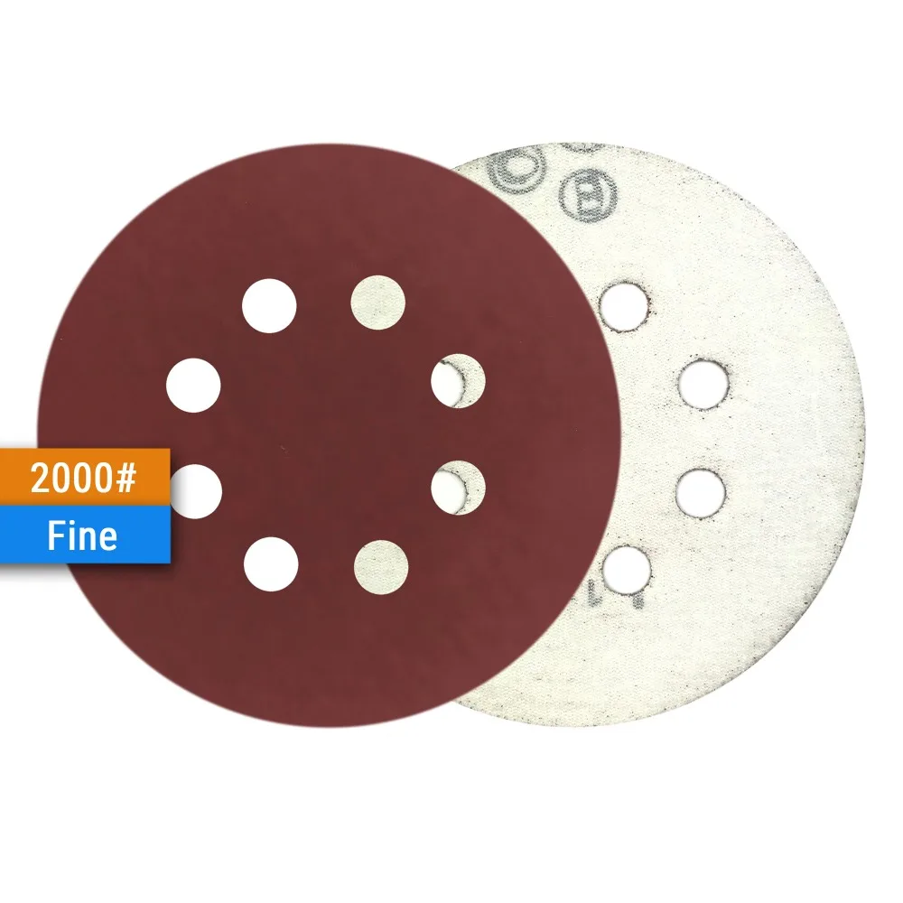 Discos de lixamento para dremel, discos de óxido de alumínio vermelhos com 8 furos de 125mm e gancho para trabalhar madeira, acessórios de polimento com 10 peças