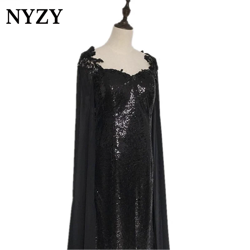 Nyzy m204 azul marinho sereia bling lantejoulas vestido de festa formal vestido feminino elegante longo mãe da noiva vestidos