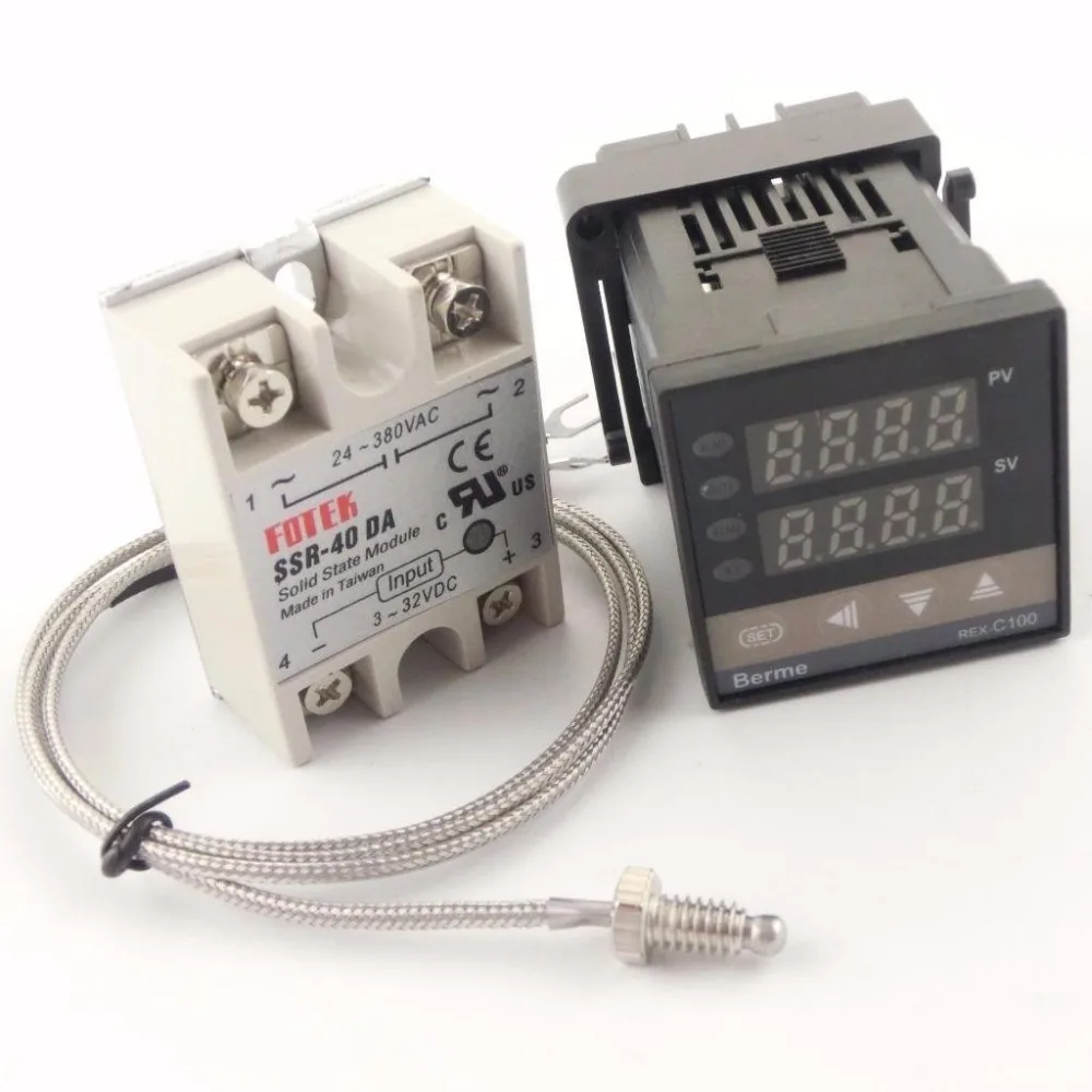 REX-C100FK02-V*AN PID Temperature Controller Set with 10DA/25DA/40DA/50DA/75DA Solid State Relay and 1M K Type Thermocouple