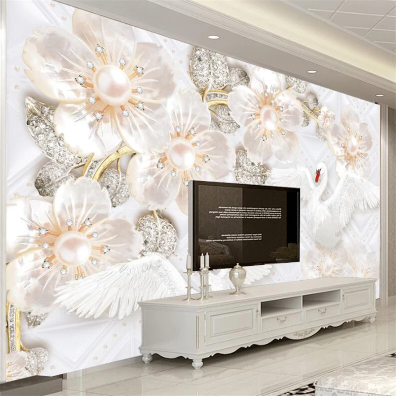 

wellyu Custom wallpaper papel de parede Plum fragrance beautiful white swan jewelry background wall photo wallpaper