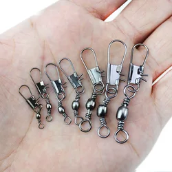 20PCS/Lot Fishing Connector Pin Bearing Rolling Swivel Stainless Steel with Snap Fishhook Lure Tackle Accessorie