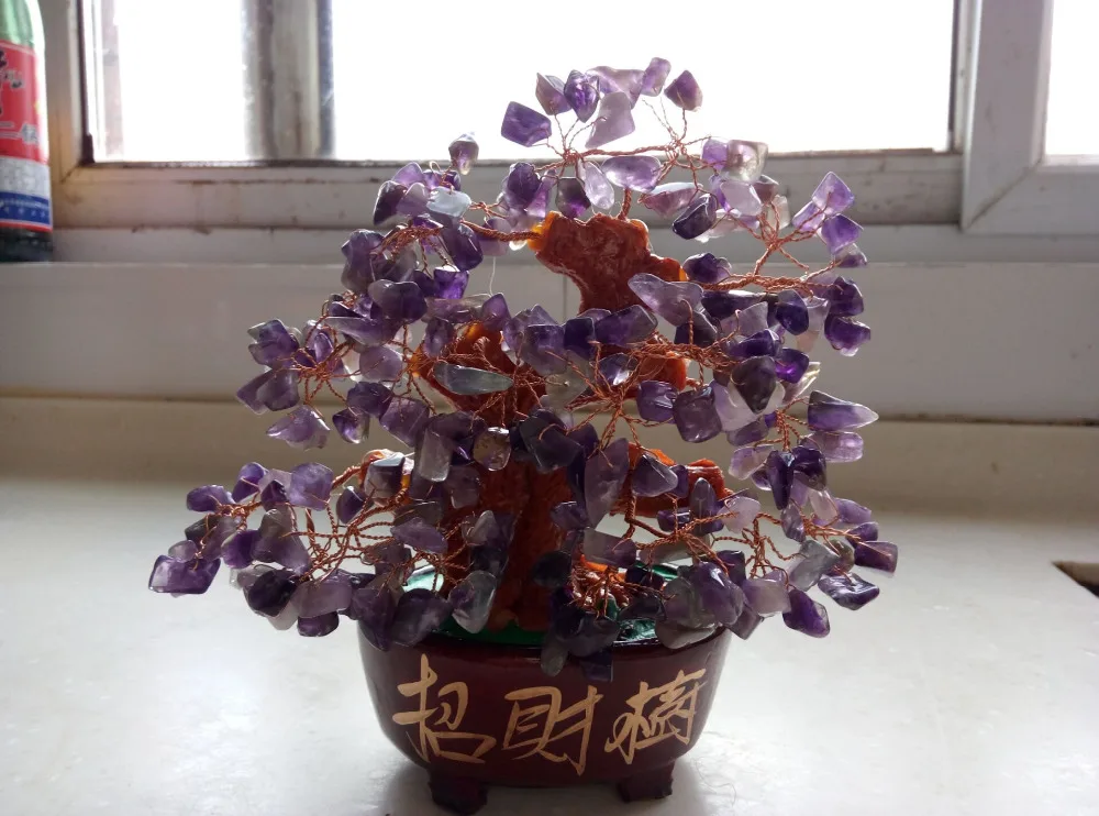 

300-350g Lucky tree!!! Natural pretty Purple Amethyst crystal gem tree/wholesale