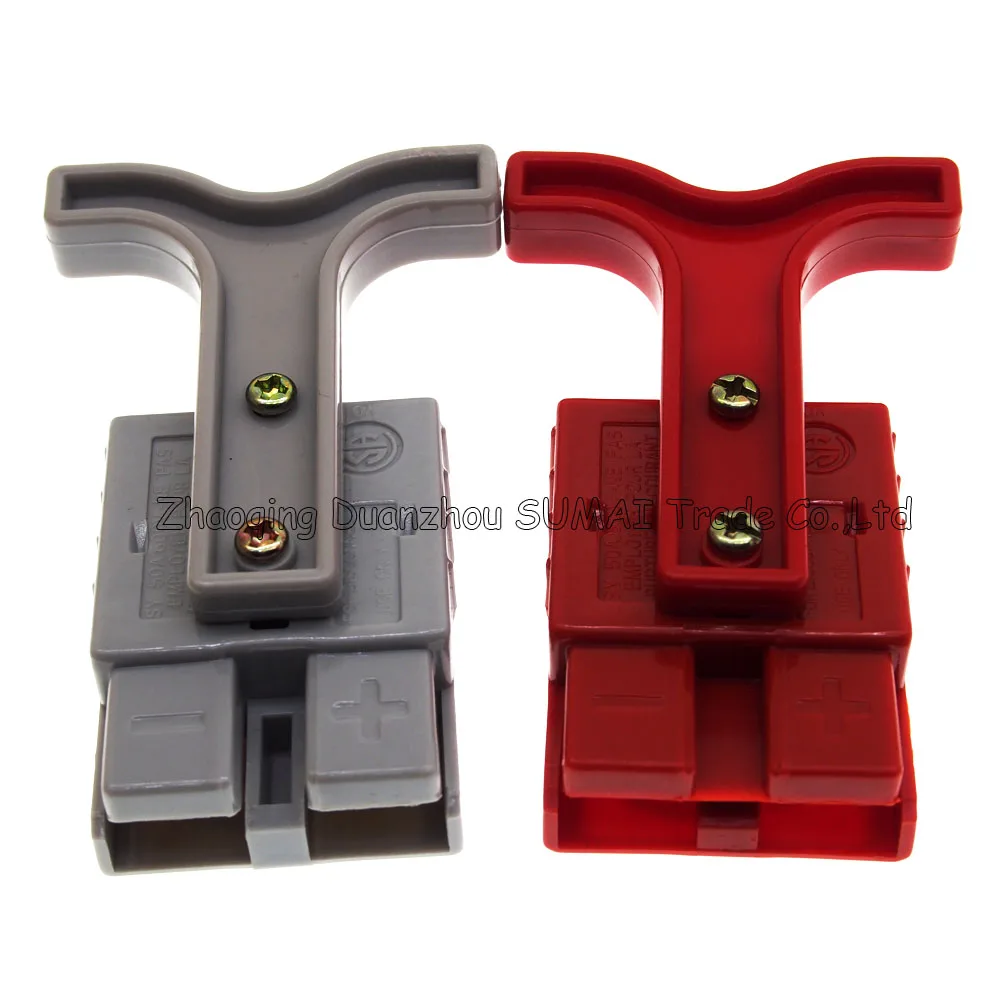 Grey and Red choose New 2Pin 50A 600V SMH Power Connector Battery Plug+hand shank handle kits for forklift electrocar ect.