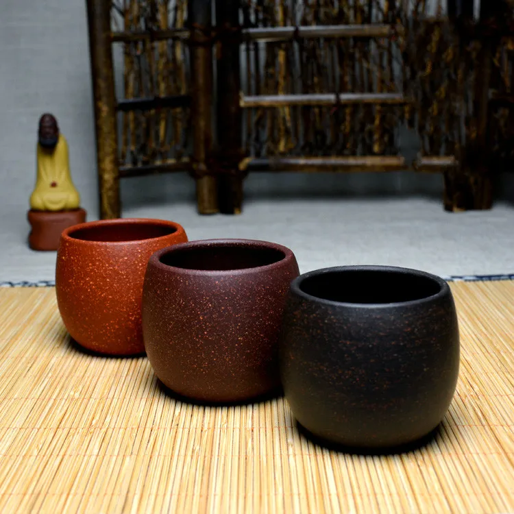 Yixing Cup coarse black Sand Mud Purple Clay Teacup full manual ore cup Master office grouan redware owner handmade Cups