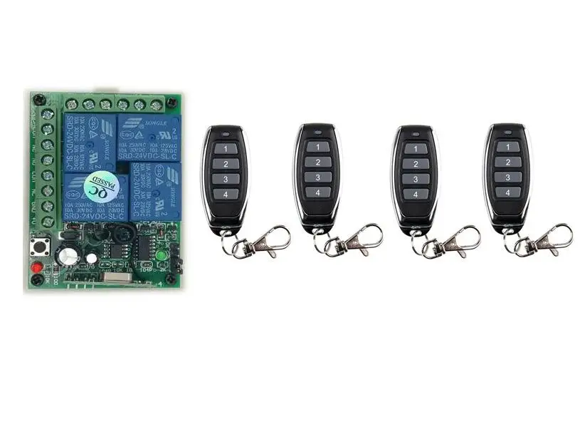 

DC 24V 10A 4 channel RF Wireless Remote light Control system Receiver Transmitter Universal power 315/433mhz