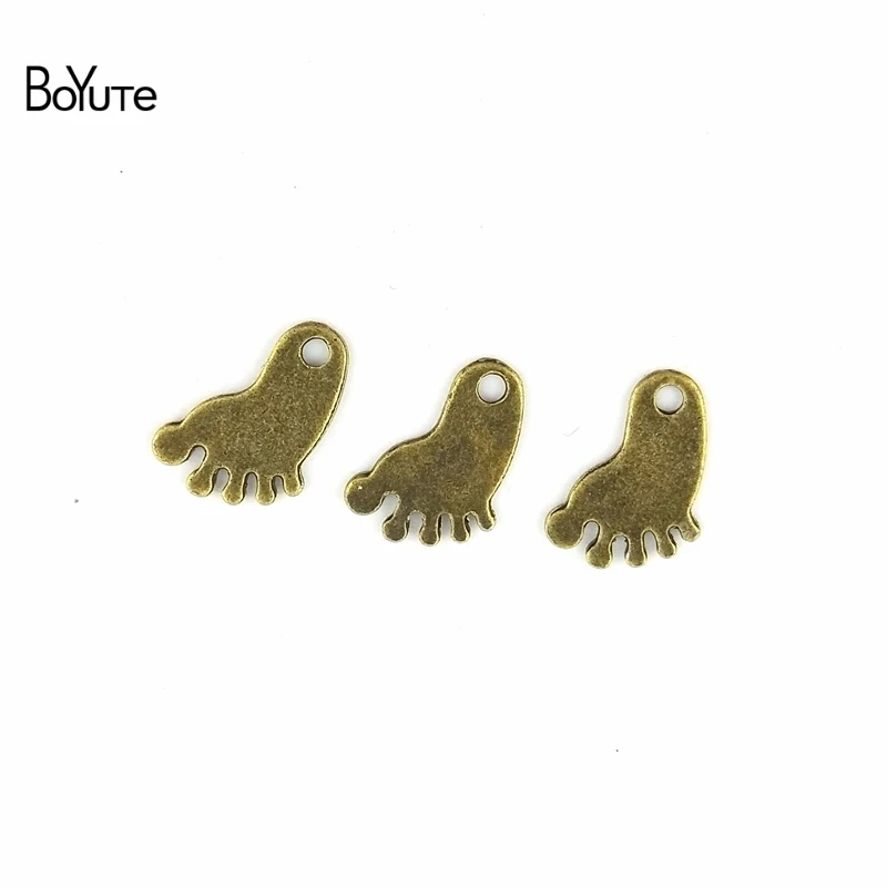 BoYuTe (200 Pieces /lot) 16*12MM Vintage Charms Foot Pendant Antique Bronze Fit Bracelets Necklace Diy Metal Jewelry Making