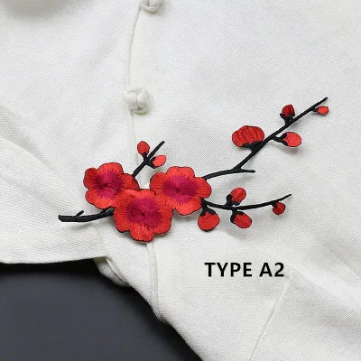 1-teilige Stickerei-Pflaumen-Stickerei-Patches für DIY-Eisen-Patches für Kleidung, Blumen-Klebeaufkleber für Kleid für Bücher – Detail 4