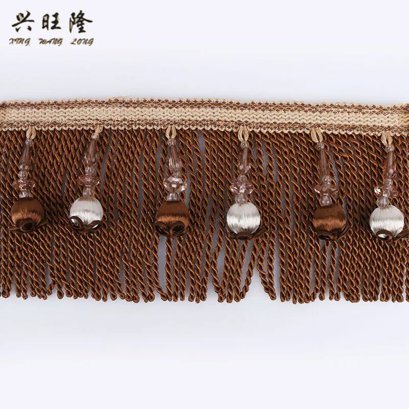 XWL 12M/Lot Beads Tassel Fringe Curtain Lace Trim DIY For Sewing Drapery Sofa Stage Decorative Lace Ribbon Curtain Accessories