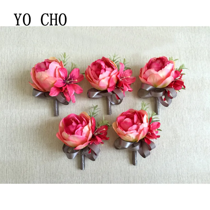 HÌNH CHO Đám Cưới Dạ Hội Xòe Goom Cô Dâu Cổ Tay Corsages Hoa Hồng Handmade Boutonniere Chú Rể Phù Dâu Phù Rể Hoa Boutonnieres