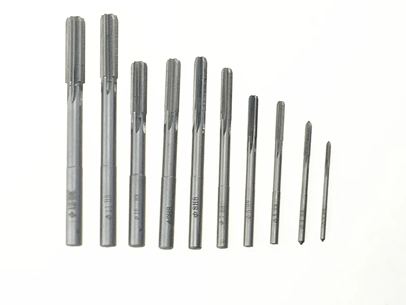 Jrealmer 10pcs Cobalt HSS H8 Straight Shank Milling Reamers Set Chucking Machine Cutter Tool 3/4/5/6/7/8/9/10/11/12 mm