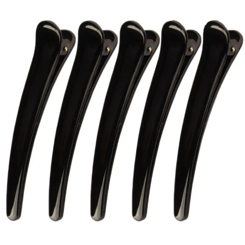 Black Plastic Single Prong Hair Clip for Professional Use