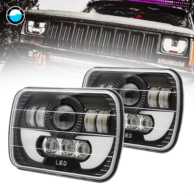 

5x7 Inch Car Auto DRL Led headlamp 5x7'' 6x7'' Rectangular LED Headlights for Jeep Wrangler YJ Cherokee XJ Trucks 4x4 Offroad.