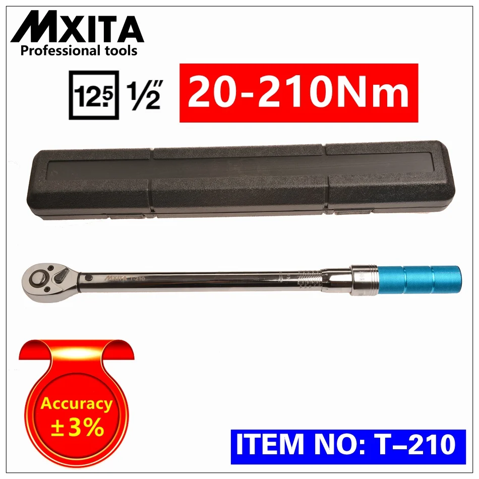 MXITA 1/2 20-210Nm High Accuracy 3% precision professional Adjustable Torque Wrench car Spanner Bicycle repair tools set