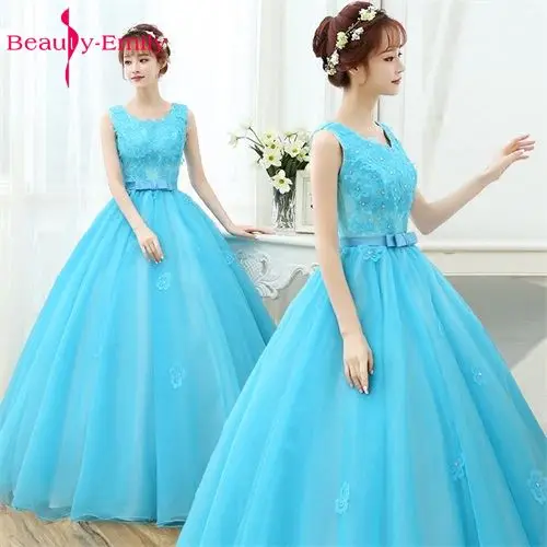 

Wedding Sky Blue Sleeveless Modern Fashion Beatiful Floor Length Dress Vestido De Noiva Dress Bridal Gowns