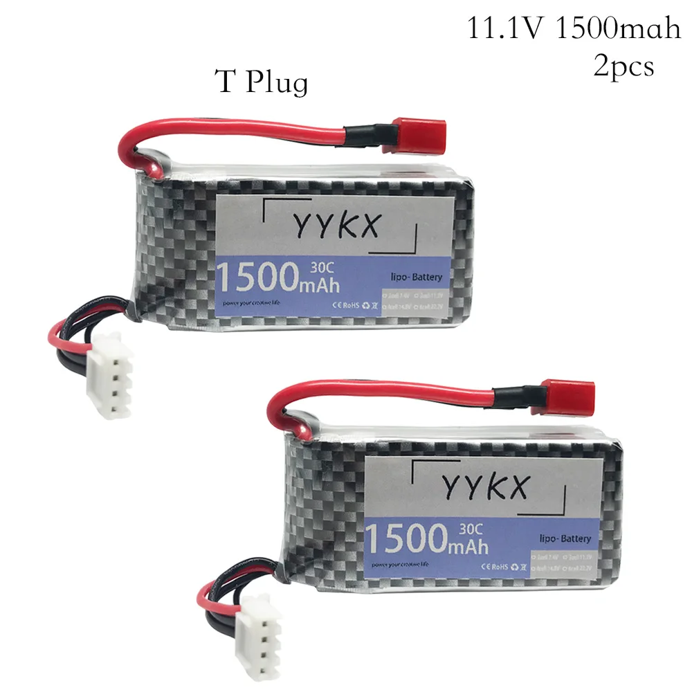 

2pcs/lot 11.1v 1500mAh 30C High Power LiPo Battery T/XT60/Plug 11.1 v Rechargeable Lipo Battery For RC Car Airplane Helicopter