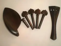 1 Set Fiddle Parts Including Tail Piece Chin Rest 4 Pegs End Pin 4/4 or Fine Tuners Clamp Nylon Tail Gut