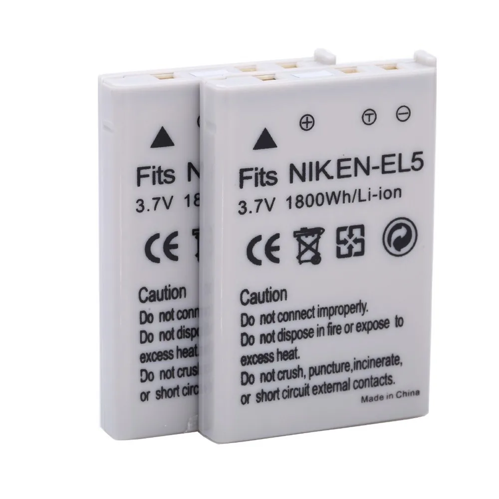 [HIBTY] 2pcs EN-EL5 ENEL5 camera Battery batteries AKKU + Charger For NIKON Coolpix 3700 4200 5200 5900