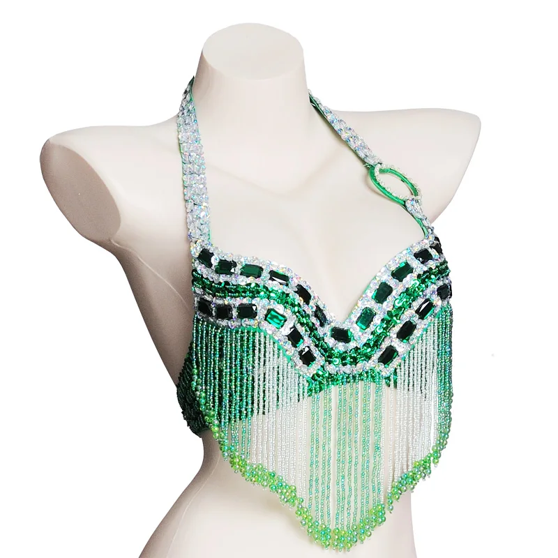 Belly dance halter bra shining beaded bra top sexy dance top belly dance costume belly dancing clothes club night dance wear