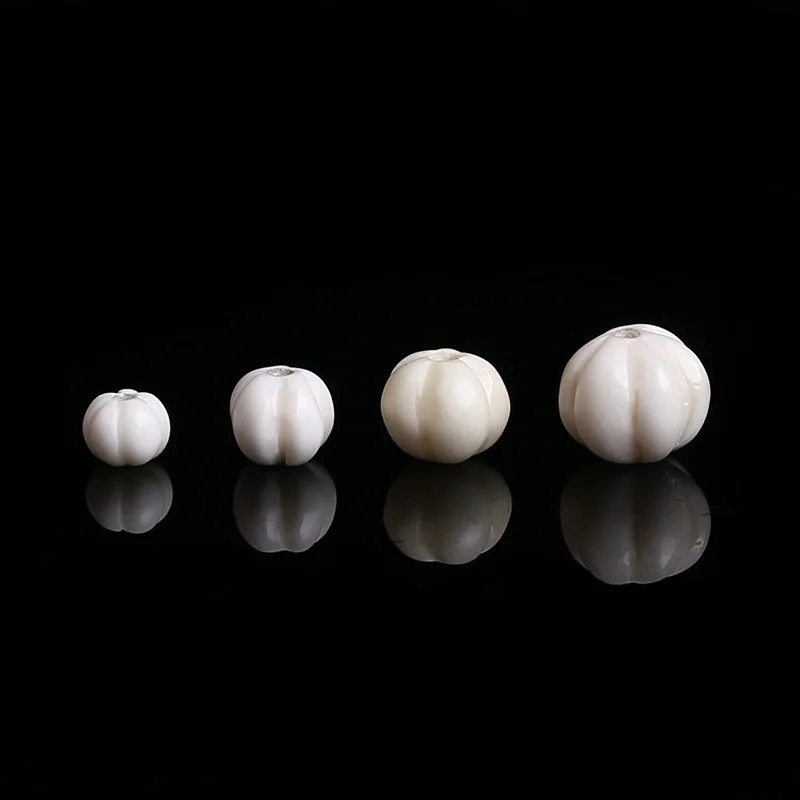 Cuentas de calabaza talladas a mano de hueso blanco, 10 cuentas, 8mm, 10mm, 12mm, 14mm, TSB0342